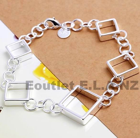 SQUARE CHARMS SILVER BRACELET-up to 21cm